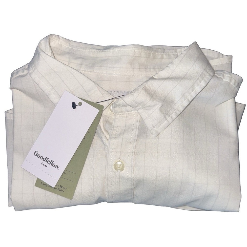 Goodfellow & Co Men's Button-Down Shirt White Pinstripe Long Sleeve Size XL - Picture 3 of 5